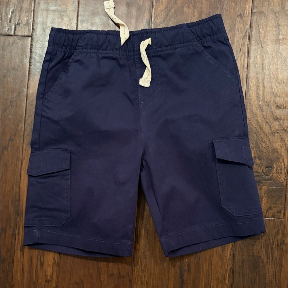 Navy Kids Cargo Shorts with Drawstring
